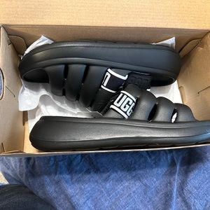 Black ugg women's athletic slide shoes